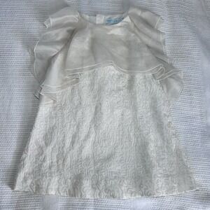 Abel & Lula Ivory Linen And Sequin Shift Dress 4T